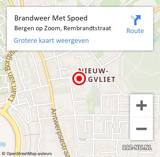 Locatie op kaart van de 112 melding: Brandweer Met Spoed Naar Bergen op Zoom, Rembrandtstraat op 10 oktober 2024 13:12