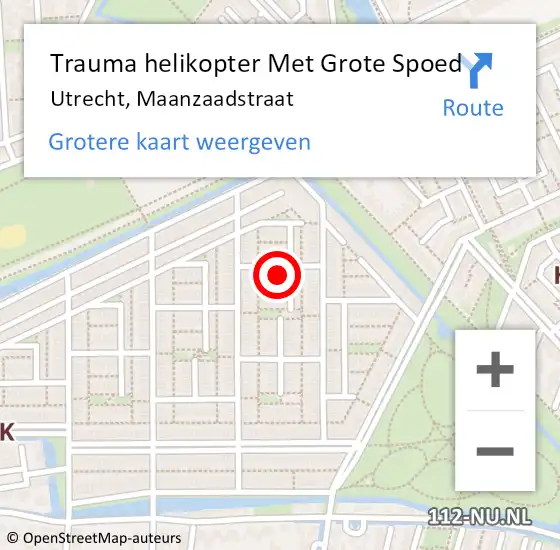 Locatie op kaart van de 112 melding: Trauma helikopter Met Grote Spoed Naar Utrecht, Maanzaadstraat op 10 oktober 2024 13:16