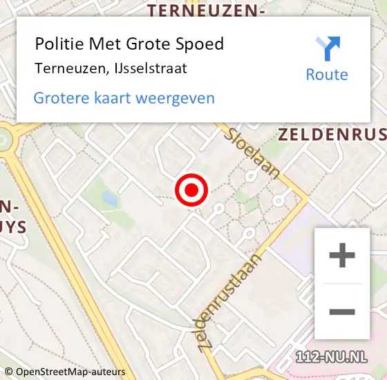 Locatie op kaart van de 112 melding: Politie Met Grote Spoed Naar Terneuzen, IJsselstraat op 10 oktober 2024 13:17