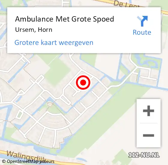 Locatie op kaart van de 112 melding: Ambulance Met Grote Spoed Naar Ursem, Horn op 10 oktober 2024 13:20