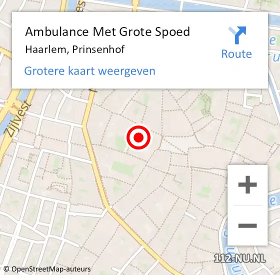 Locatie op kaart van de 112 melding: Ambulance Met Grote Spoed Naar Haarlem, Prinsenhof op 10 oktober 2024 13:29