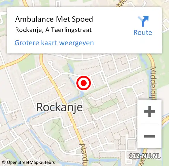 Locatie op kaart van de 112 melding: Ambulance Met Spoed Naar Rockanje, A Taerlingstraat op 10 oktober 2024 13:34