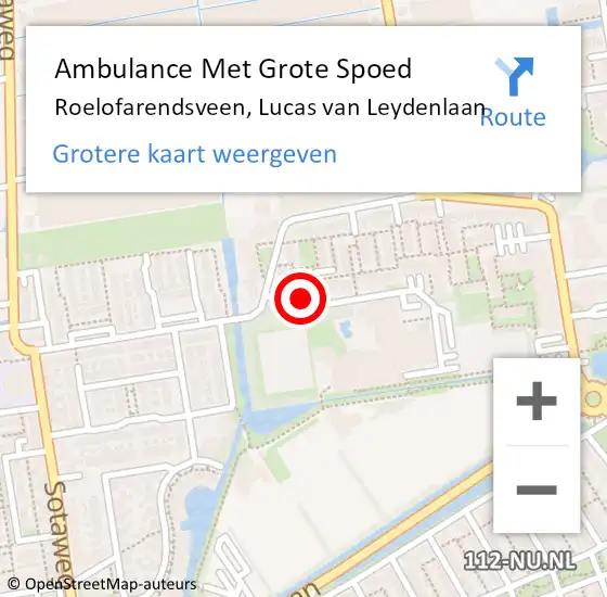 Locatie op kaart van de 112 melding: Ambulance Met Grote Spoed Naar Roelofarendsveen, Lucas van Leydenlaan op 10 oktober 2024 13:48