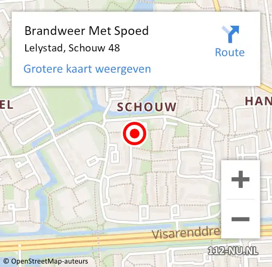 Locatie op kaart van de 112 melding: Brandweer Met Spoed Naar Lelystad, Schouw 48 op 10 oktober 2024 13:54