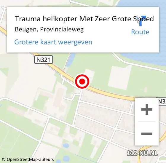 Locatie op kaart van de 112 melding: Trauma helikopter Met Zeer Grote Spoed Naar Beugen, Provincialeweg op 10 oktober 2024 13:55