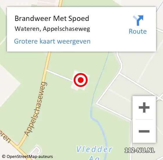 Locatie op kaart van de 112 melding: Brandweer Met Spoed Naar Wateren, Appelschaseweg op 10 oktober 2024 13:57