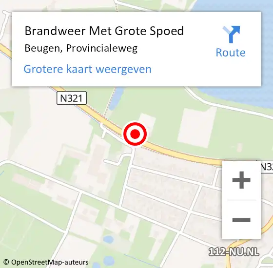 Locatie op kaart van de 112 melding: Brandweer Met Grote Spoed Naar Beugen, Provincialeweg op 10 oktober 2024 13:57