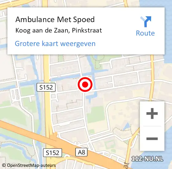 Locatie op kaart van de 112 melding: Ambulance Met Spoed Naar Koog aan de Zaan, Pinkstraat op 10 oktober 2024 14:11