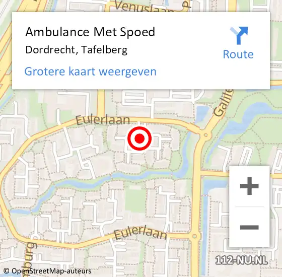 Locatie op kaart van de 112 melding: Ambulance Met Spoed Naar Dordrecht, Tafelberg op 10 oktober 2024 14:13