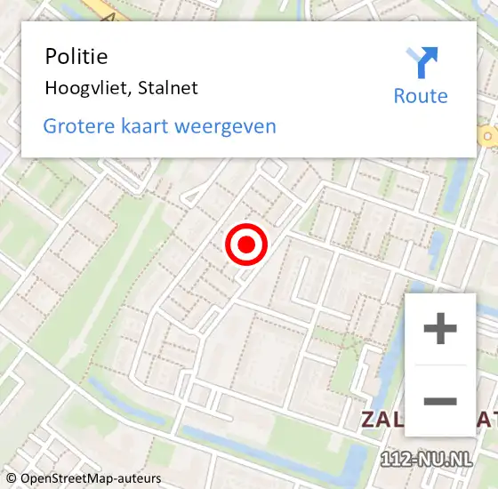 Locatie op kaart van de 112 melding: Politie Hoogvliet, Stalnet op 10 oktober 2024 14:14