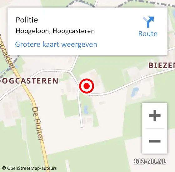 Locatie op kaart van de 112 melding: Politie Hoogeloon, Hoogcasteren op 10 oktober 2024 14:27