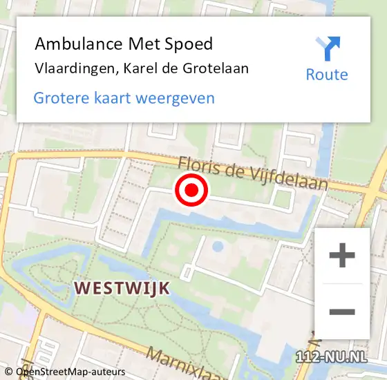 Locatie op kaart van de 112 melding: Ambulance Met Spoed Naar Vlaardingen, Karel de Grotelaan op 10 oktober 2024 14:37