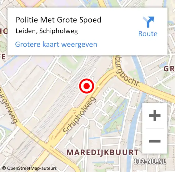 Locatie op kaart van de 112 melding: Politie Met Grote Spoed Naar Leiden, Schipholweg op 10 oktober 2024 14:43