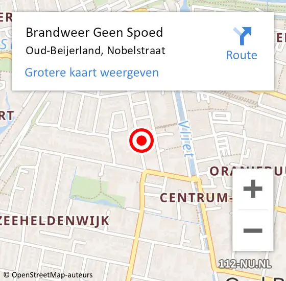 Locatie op kaart van de 112 melding: Brandweer Geen Spoed Naar Oud-Beijerland, Nobelstraat op 10 oktober 2024 15:19