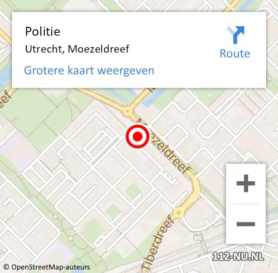 Locatie op kaart van de 112 melding: Politie Utrecht, Moezeldreef op 10 oktober 2024 15:23