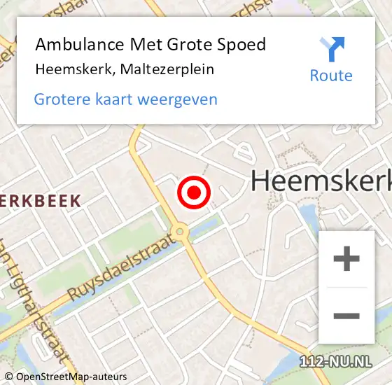 Locatie op kaart van de 112 melding: Ambulance Met Grote Spoed Naar Heemskerk, Maltezerplein op 10 oktober 2024 15:34