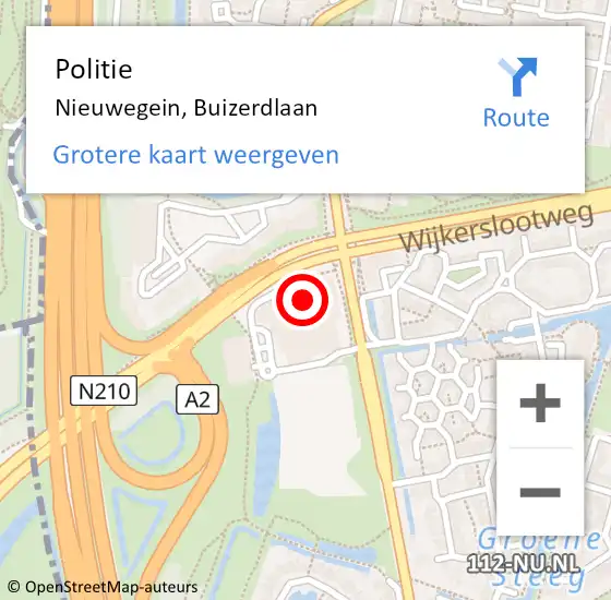 Locatie op kaart van de 112 melding: Politie Nieuwegein, Buizerdlaan op 10 oktober 2024 15:34