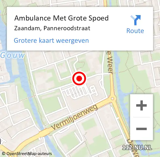 Locatie op kaart van de 112 melding: Ambulance Met Grote Spoed Naar Zaandam, Panneroodstraat op 10 oktober 2024 16:00