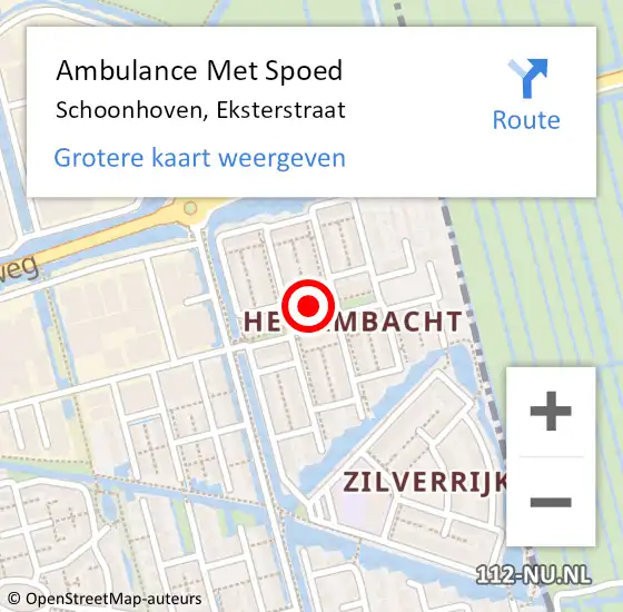 Locatie op kaart van de 112 melding: Ambulance Met Spoed Naar Schoonhoven, Eksterstraat op 10 oktober 2024 16:09