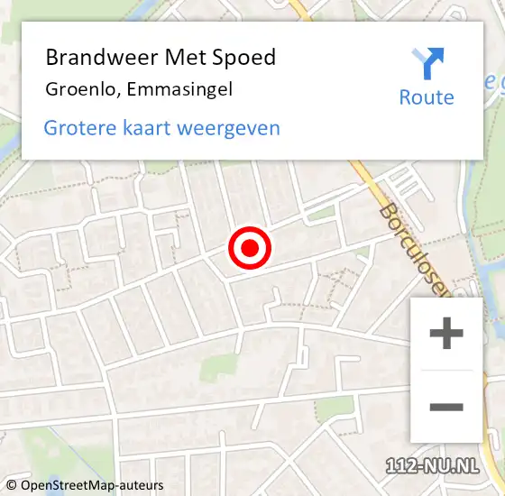 Locatie op kaart van de 112 melding: Brandweer Met Spoed Naar Groenlo, Emmasingel op 10 oktober 2024 16:11