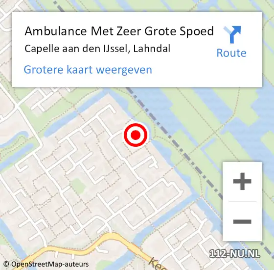 Locatie op kaart van de 112 melding: Ambulance Met Zeer Grote Spoed Naar Capelle aan den IJssel, Lahndal op 10 oktober 2024 16:17