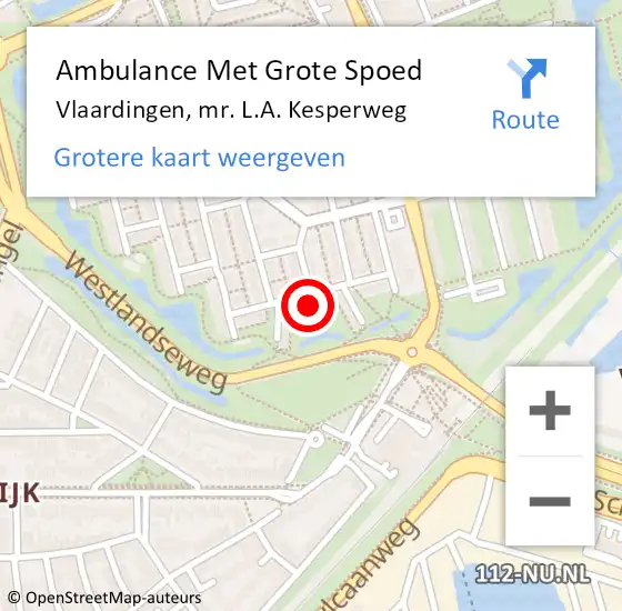 Locatie op kaart van de 112 melding: Ambulance Met Grote Spoed Naar Vlaardingen, mr. L.A. Kesperweg op 10 oktober 2024 16:38