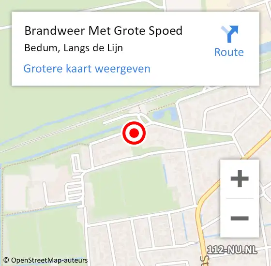 Locatie op kaart van de 112 melding: Brandweer Met Grote Spoed Naar Bedum, Langs de Lijn op 10 oktober 2024 16:40