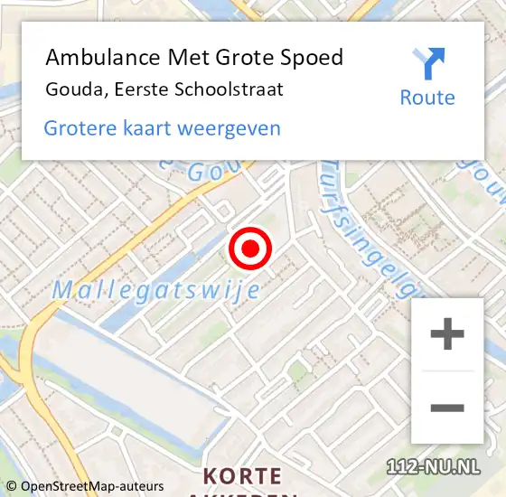 Locatie op kaart van de 112 melding: Ambulance Met Grote Spoed Naar Gouda, Eerste Schoolstraat op 10 oktober 2024 17:00