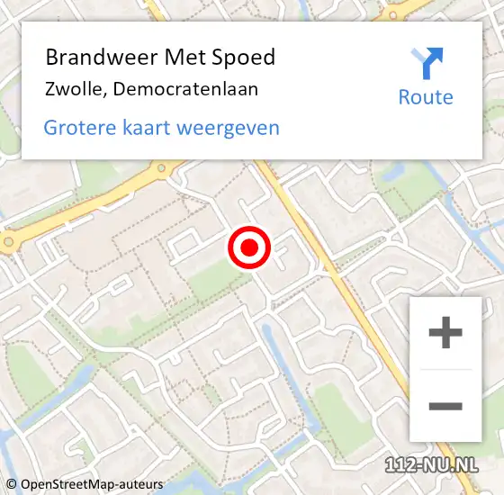 Locatie op kaart van de 112 melding: Brandweer Met Spoed Naar Zwolle, Democratenlaan op 10 oktober 2024 17:22