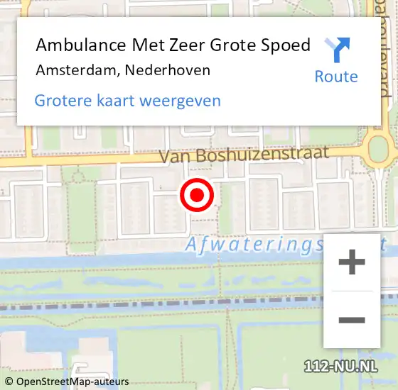 Locatie op kaart van de 112 melding: Ambulance Met Zeer Grote Spoed Naar Amsterdam, Nederhoven op 10 oktober 2024 17:24