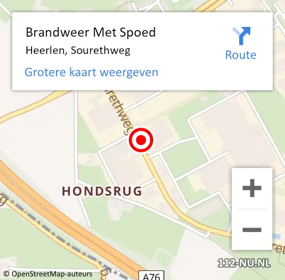 Locatie op kaart van de 112 melding: Brandweer Met Spoed Naar Heerlen, Sourethweg op 10 oktober 2024 17:37