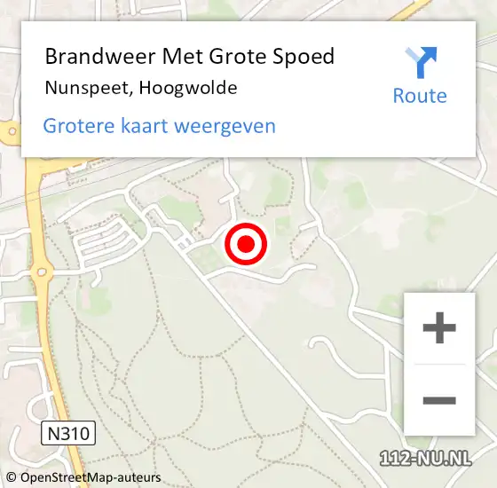 Locatie op kaart van de 112 melding: Brandweer Met Grote Spoed Naar Nunspeet, Hoogwolde op 10 oktober 2024 17:44