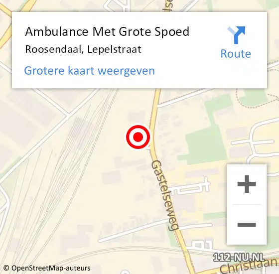 Locatie op kaart van de 112 melding: Ambulance Met Grote Spoed Naar Roosendaal, Lepelstraat op 10 oktober 2024 17:49