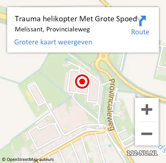 Locatie op kaart van de 112 melding: Trauma helikopter Met Grote Spoed Naar Melissant, Provincialeweg op 10 oktober 2024 17:50