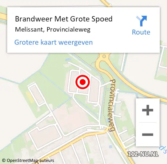 Locatie op kaart van de 112 melding: Brandweer Met Grote Spoed Naar Melissant, Provincialeweg op 10 oktober 2024 17:54