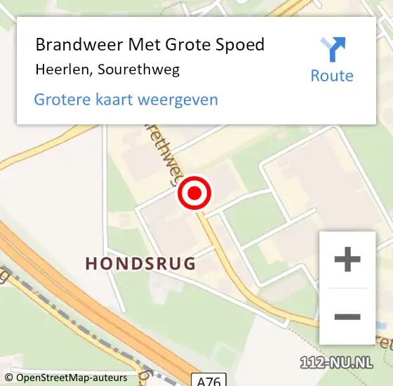 Locatie op kaart van de 112 melding: Brandweer Met Grote Spoed Naar Heerlen, Sourethweg op 10 oktober 2024 18:04