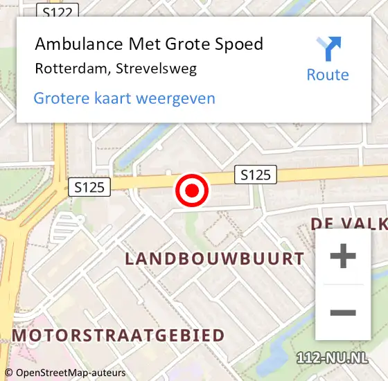 Locatie op kaart van de 112 melding: Ambulance Met Grote Spoed Naar Rotterdam, Strevelsweg op 10 oktober 2024 18:21