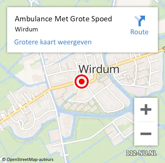 Locatie op kaart van de 112 melding: Ambulance Met Grote Spoed Naar Wirdum op 10 oktober 2024 18:24