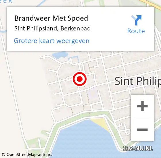 Locatie op kaart van de 112 melding: Brandweer Met Spoed Naar Sint Philipsland, Berkenpad op 10 oktober 2024 18:34