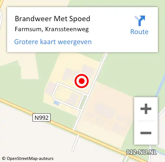 Locatie op kaart van de 112 melding: Brandweer Met Spoed Naar Farmsum, Kranssteenweg op 10 oktober 2024 18:39