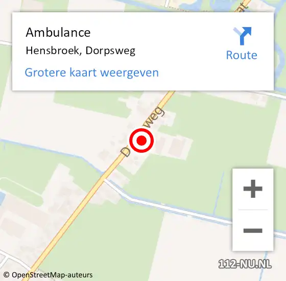 Locatie op kaart van de 112 melding: Ambulance Hensbroek, Dorpsweg op 10 oktober 2024 18:53