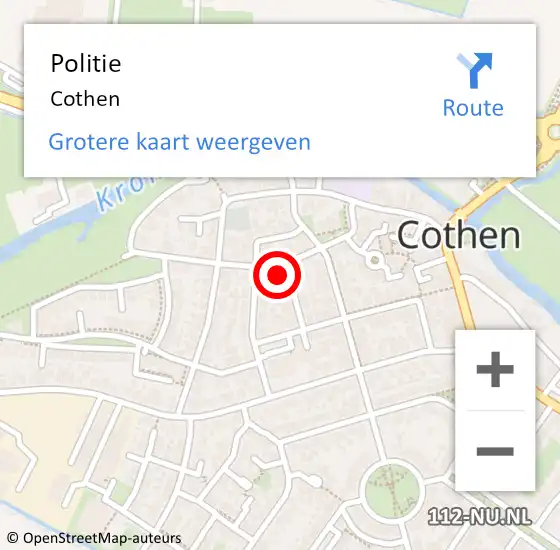 Locatie op kaart van de 112 melding: Politie Cothen op 23 oktober 2014 01:10