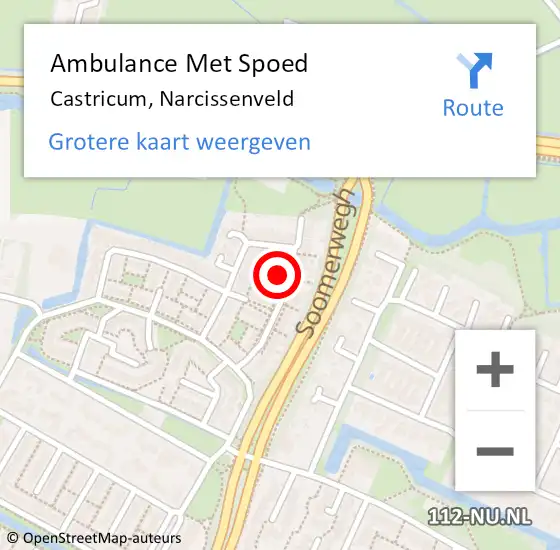 Locatie op kaart van de 112 melding: Ambulance Met Spoed Naar Castricum, Narcissenveld op 10 oktober 2024 19:13