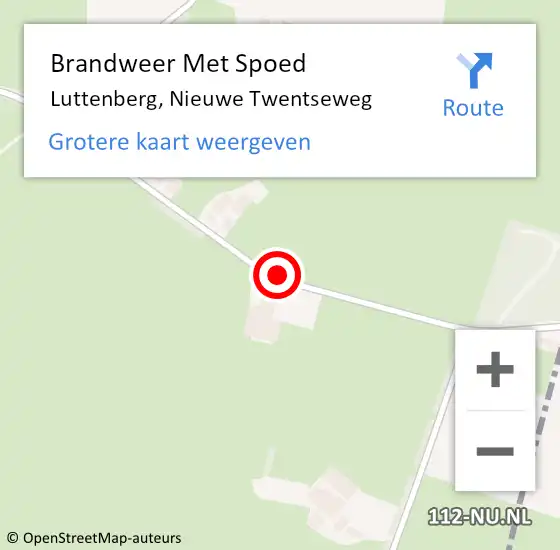 Locatie op kaart van de 112 melding: Brandweer Met Spoed Naar Luttenberg, Nieuwe Twentseweg op 10 oktober 2024 19:19