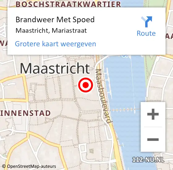 Locatie op kaart van de 112 melding: Brandweer Met Spoed Naar Maastricht, Mariastraat op 10 oktober 2024 19:28