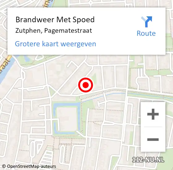 Locatie op kaart van de 112 melding: Brandweer Met Spoed Naar Zutphen, Pagematestraat op 10 oktober 2024 19:33