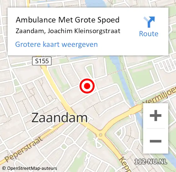 Locatie op kaart van de 112 melding: Ambulance Met Grote Spoed Naar Zaandam, Joachim Kleinsorgstraat op 10 oktober 2024 19:44