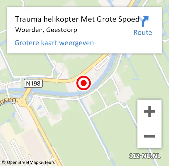 Locatie op kaart van de 112 melding: Trauma helikopter Met Grote Spoed Naar Woerden, Geestdorp op 10 oktober 2024 19:57