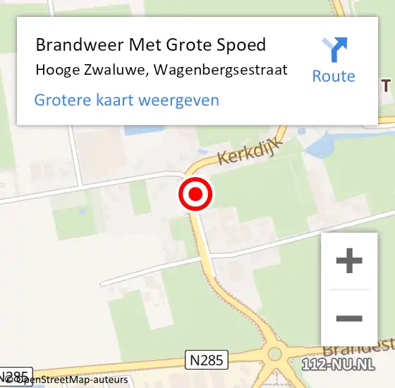 Locatie op kaart van de 112 melding: Brandweer Met Grote Spoed Naar Hooge Zwaluwe, Wagenbergsestraat op 10 oktober 2024 20:07