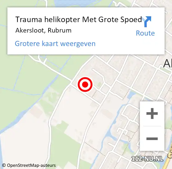 Locatie op kaart van de 112 melding: Trauma helikopter Met Grote Spoed Naar Akersloot, Rubrum op 10 oktober 2024 20:07